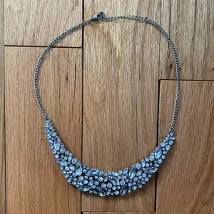Forever 21 Silver Crystal Statement Necklace